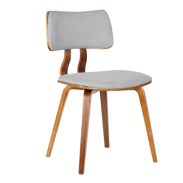 Armen Living Jaguar Mid-Century Dining Chair in Walnut Wood and Gray Fabric LCJASIWAGRAY - main